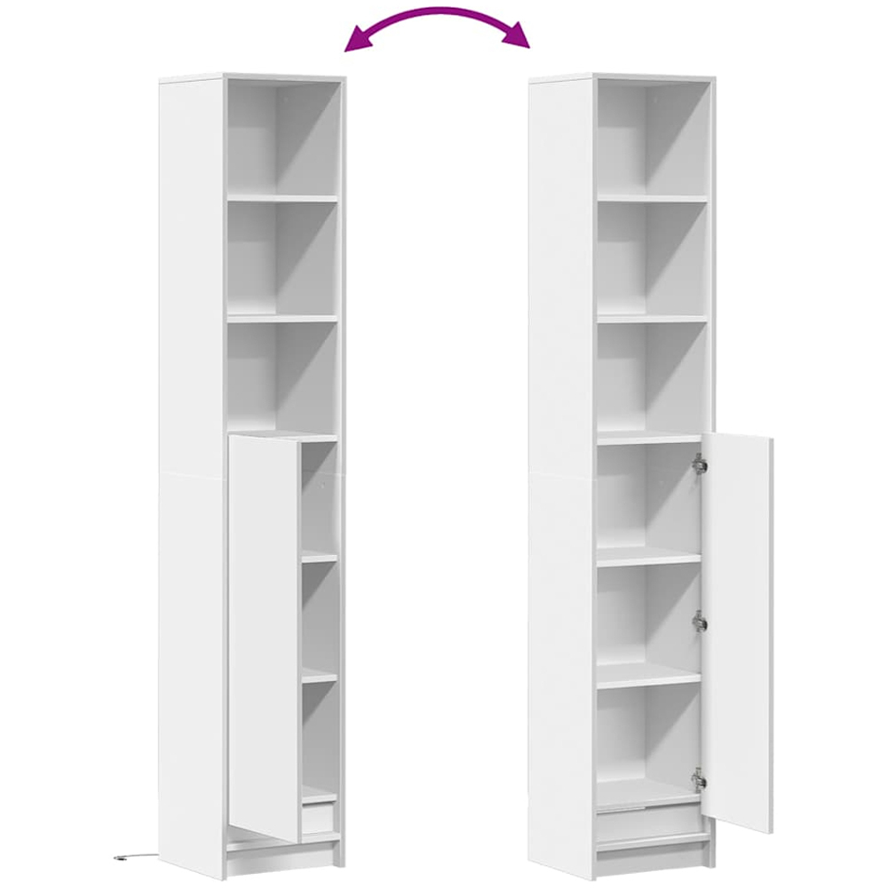 vidaXL Single Door 3 Shelf White LED Sideboard Image 9