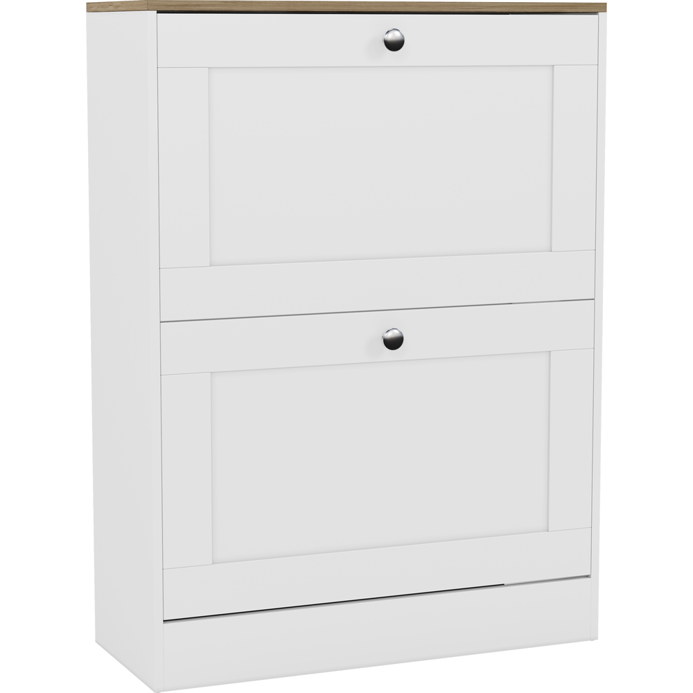 VIDA DESIGNS 2 Drawer White and Oak Effect Shoe Cabinet Image 2