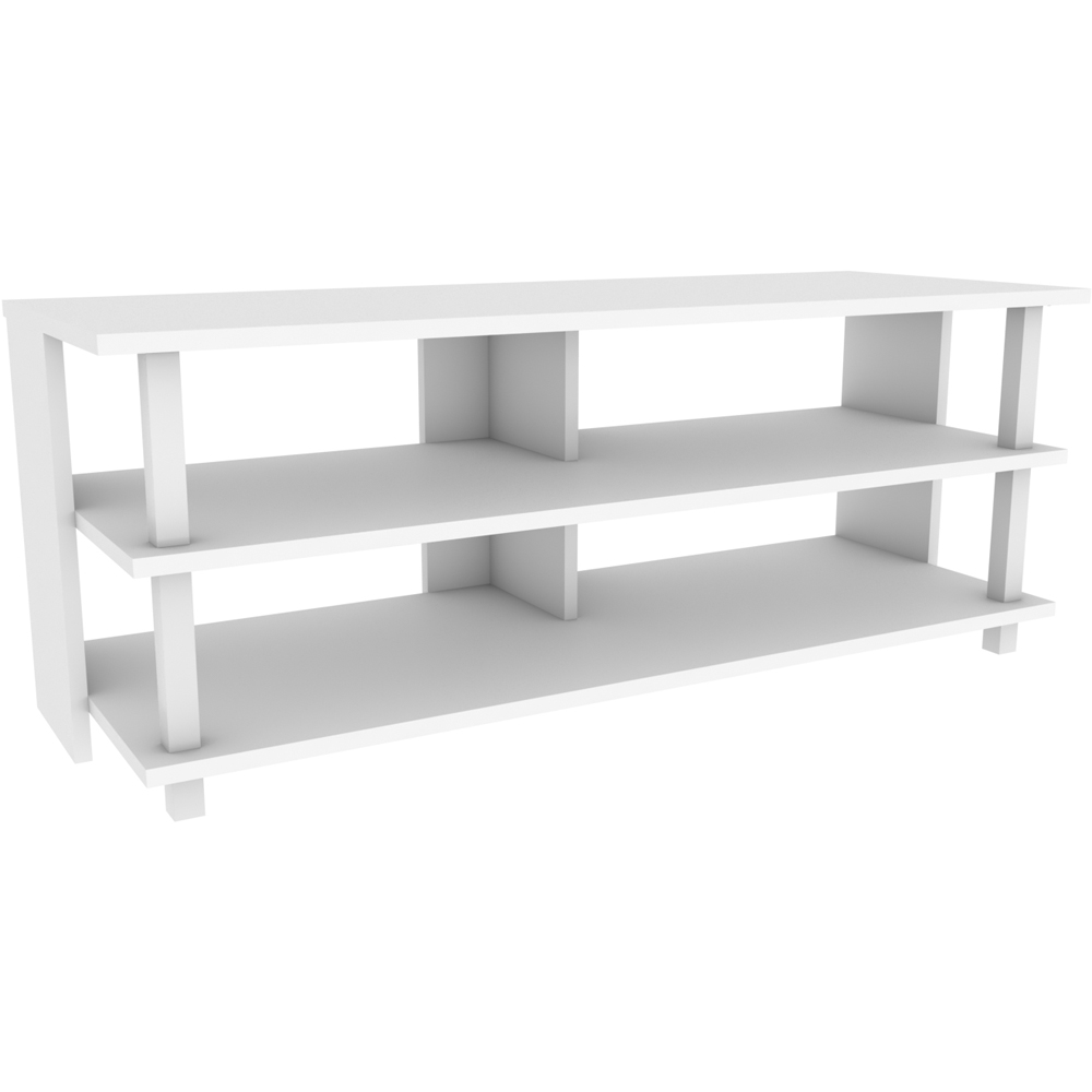 Decorotika Pueblo 4 Open Shelf White Wide TV Unit Image 2