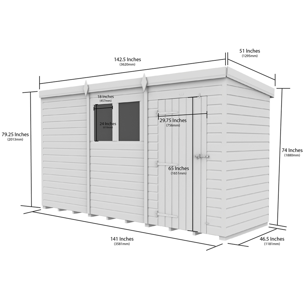 DIY Sheds 12 x 4ft Tongue and Groove Timber Pent Security Shed Image 8