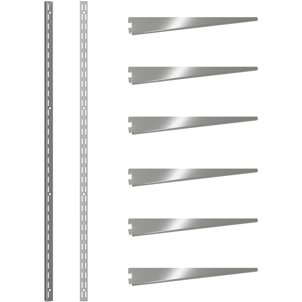 Rothley Krome Twin Slot Shelving Kit 10.5 inch Brackets and 78 inch Uprights Image 1