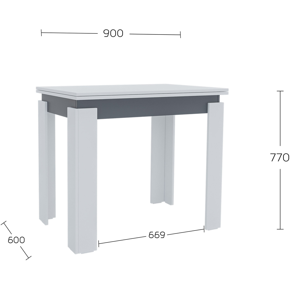 Shefa Family 4 Seater 90-120cm Extendable Dining Table White and Anthracite Image 5
