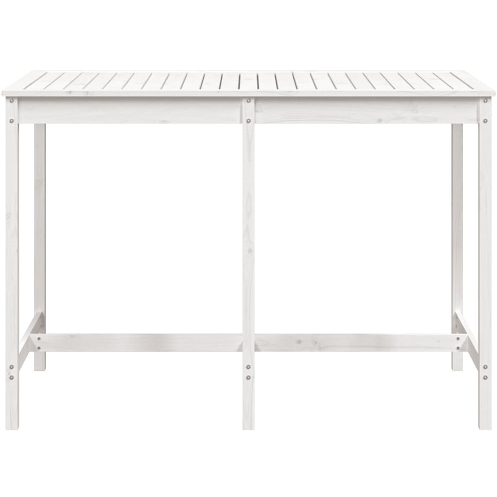 vidaXL 6 Seater Solid Pine Wood Slatted Garden Dining Table White Image 3