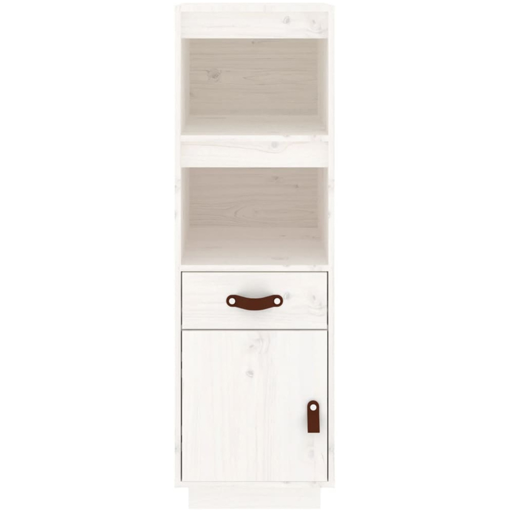 vidaXL Single Door Single Drawer 2 Shelf White Solid Pine Wood Highboard Image 3