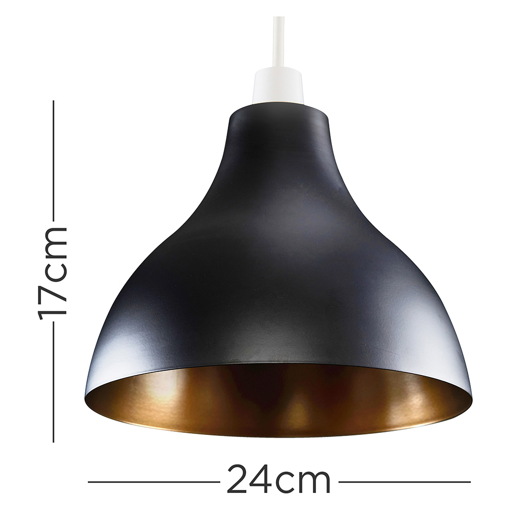 ValueLights Dexter Black and Gold Retro Pendant Shade Image 7