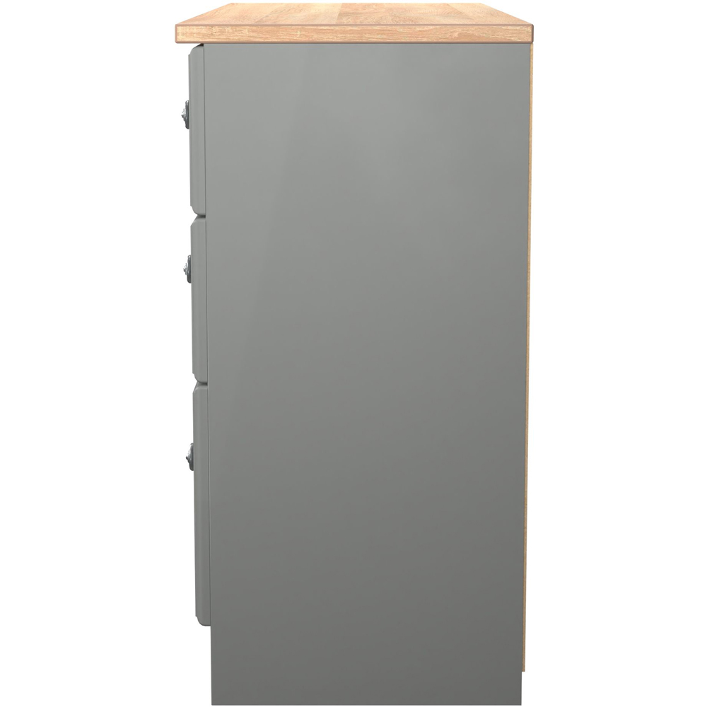 Crowndale Norfolk 6 Drawer Dusk Grey and Bardolino Oak Wide Chest of Drawers Ready Assembled Image 3