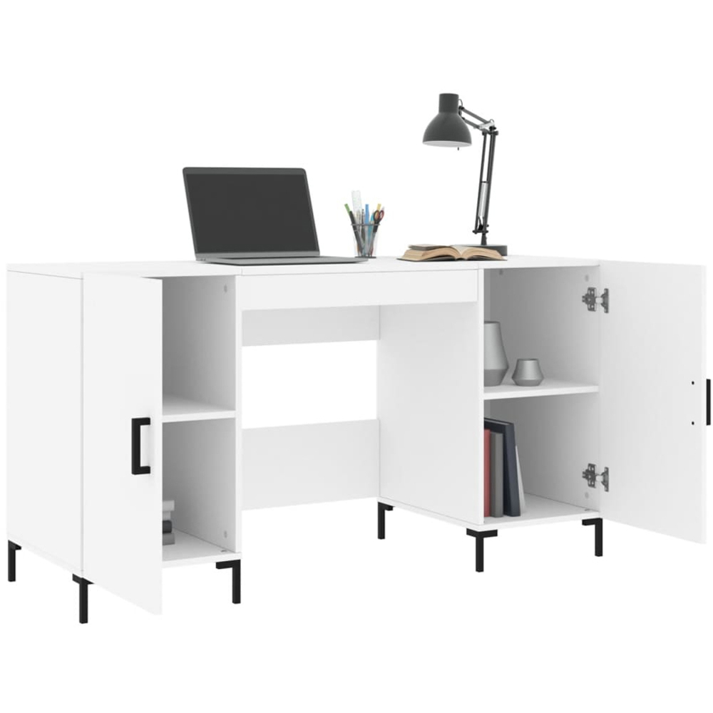 vidaXL 2 Door Computer Desk White Image 8