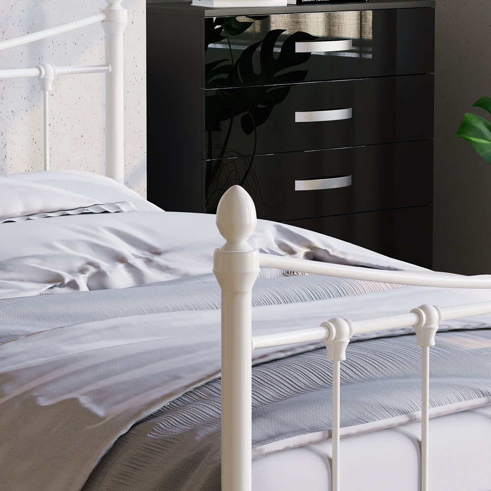 Vida Designs Paris Double White Metal Bed Frame Image 4