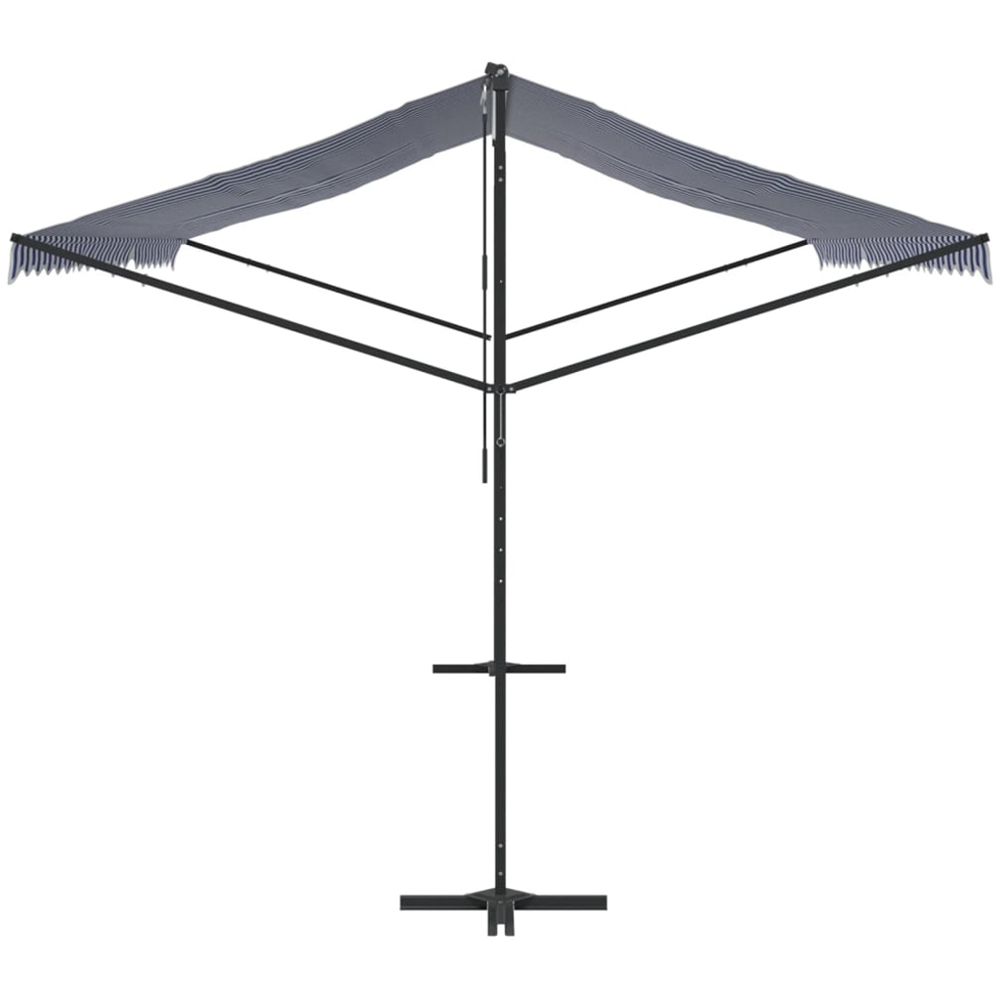 vidaXL Blue and White Retractable Free Standing Awning with Handle Crank 5 x 3m Image 4