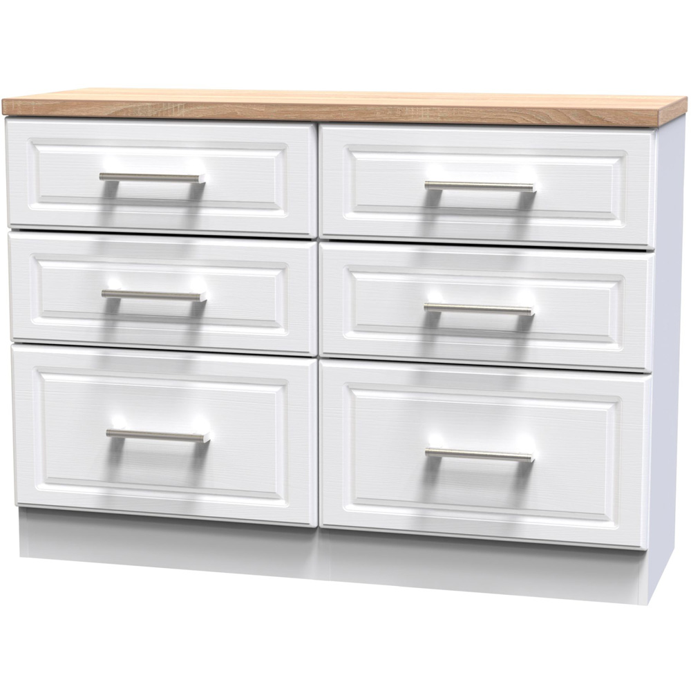 Crowndale Kent 6 Drawer White Ash and Modern Oak Midi Chest of Drawers Image 2