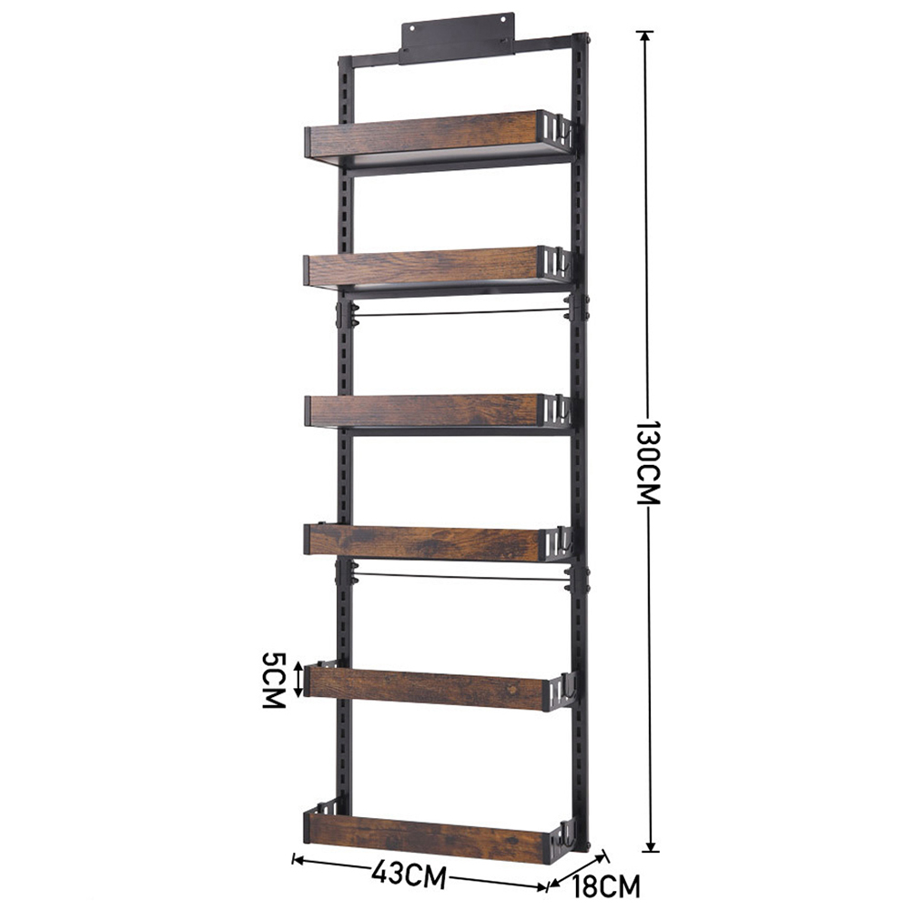 Living and Home 6 Tier Steel and Wooden Over the Door Kitchen Organiser Image 7