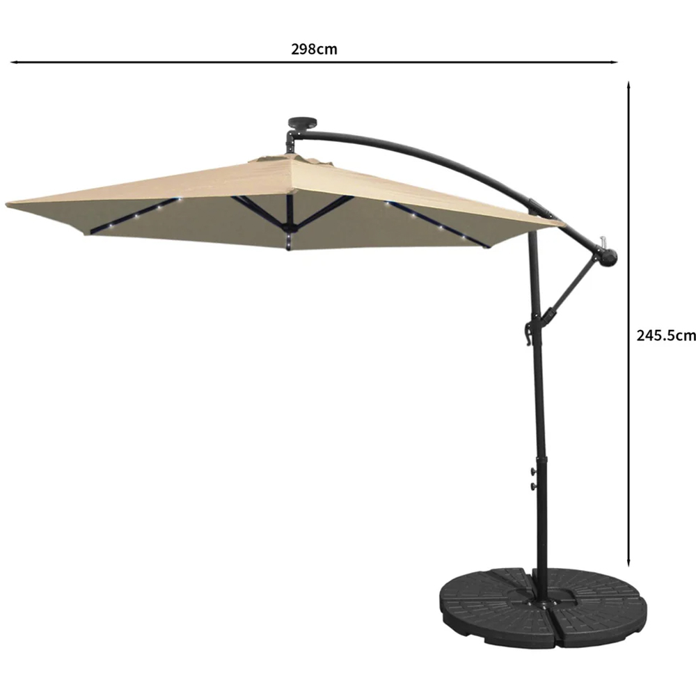 MonsterShop Beige LED Cantilever Parasol with Fan Base 3m Image 6