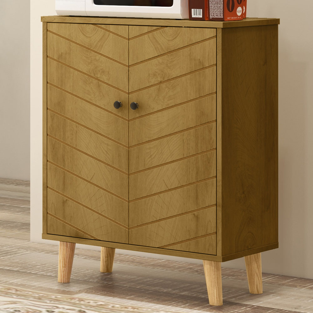 HOMCOM 2 Door Natural Wood Effect Vintage Sideboard Image 1