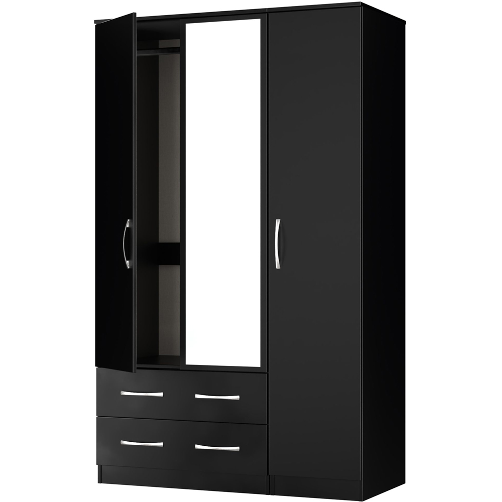 Crowndale Avon 3 Door 2 Drawer Matt Black Mirrored Wardrobe Ready Assembled Image 6