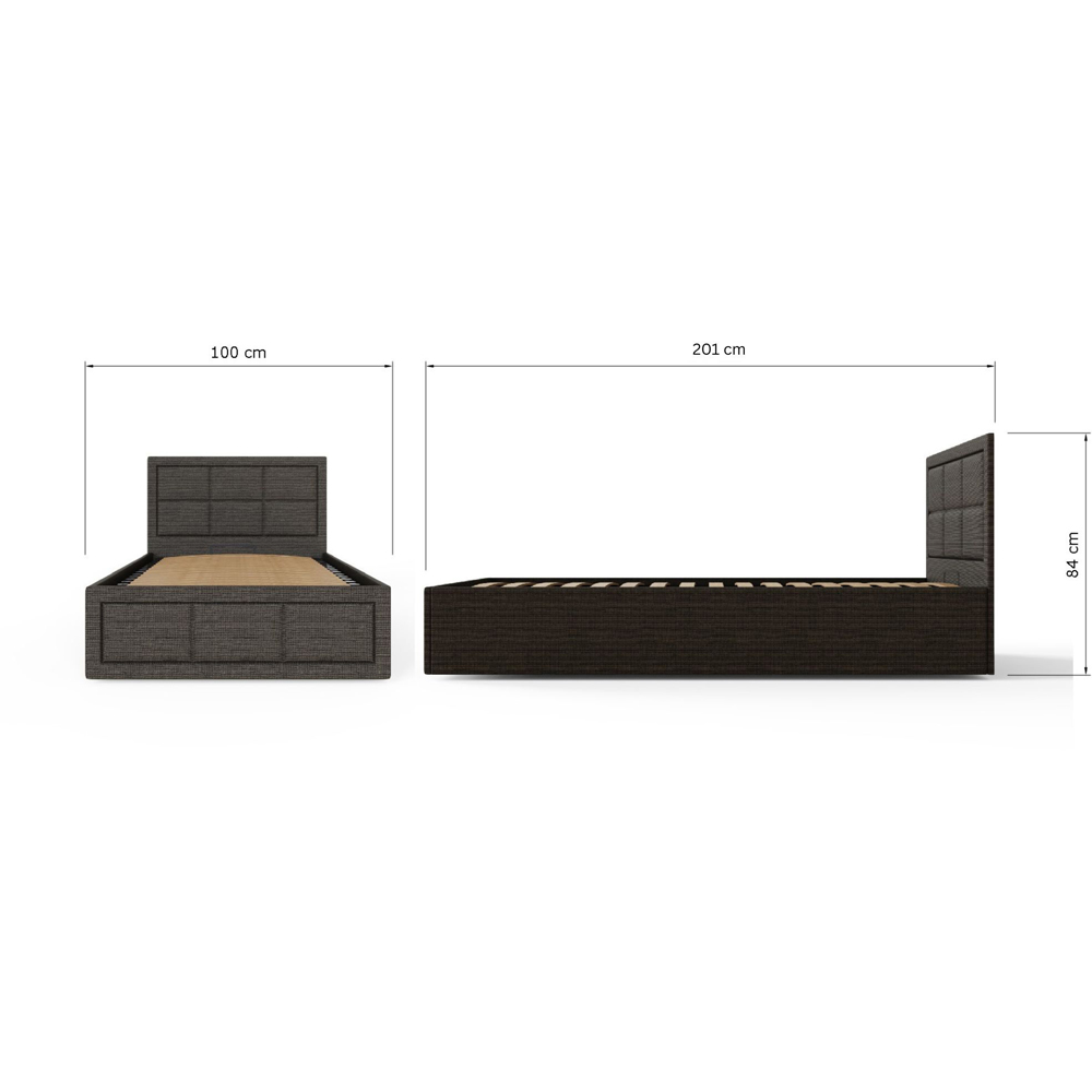 GFW Jamie Single Grey Hopsack Fabric End-Lift Ottoman Bed with Headboard Image 9