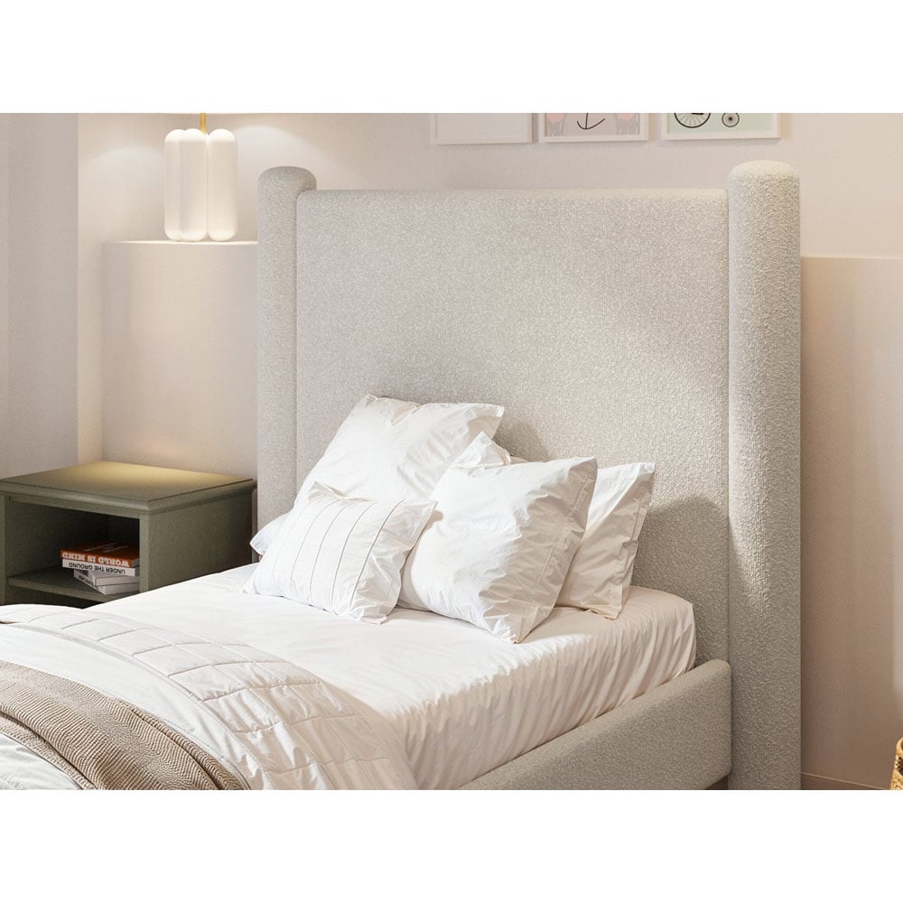 Flair Rayne Single Beige Boucle Fabric Pillar Bed Image 4