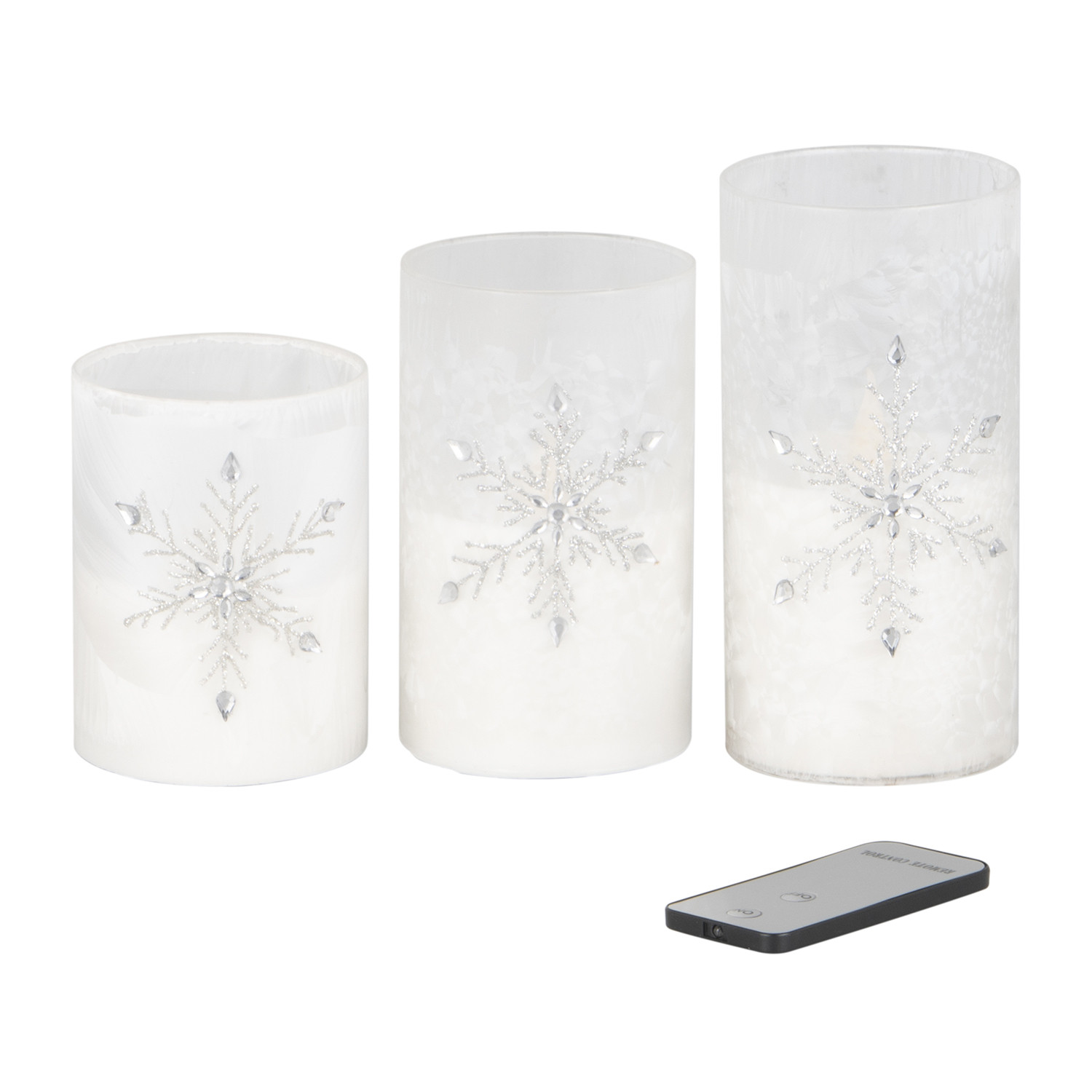 White Snowflake LED Candle 3 Pack Image