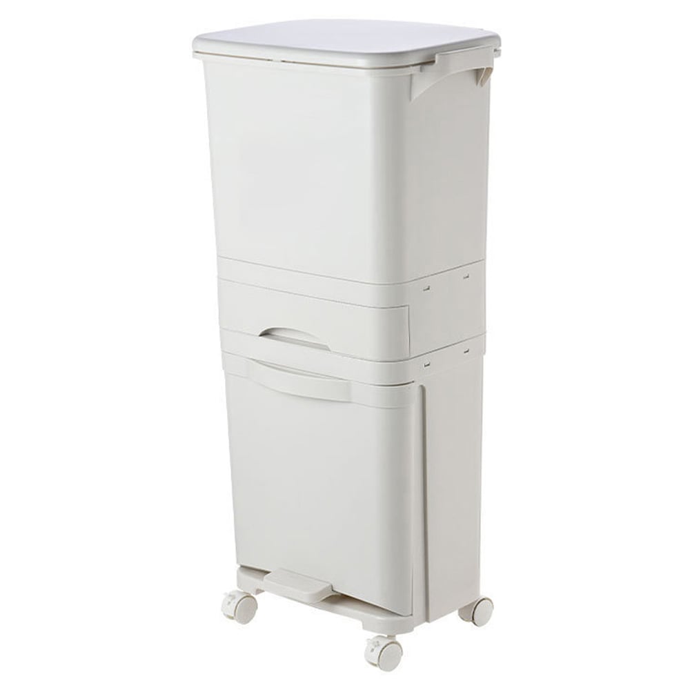 Living and Home White Recycling Pedal Bin 42L Image 1