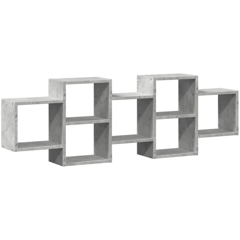 vidaXL 8 Shelf Concrete Grey Floating Wall Shelf Image 5