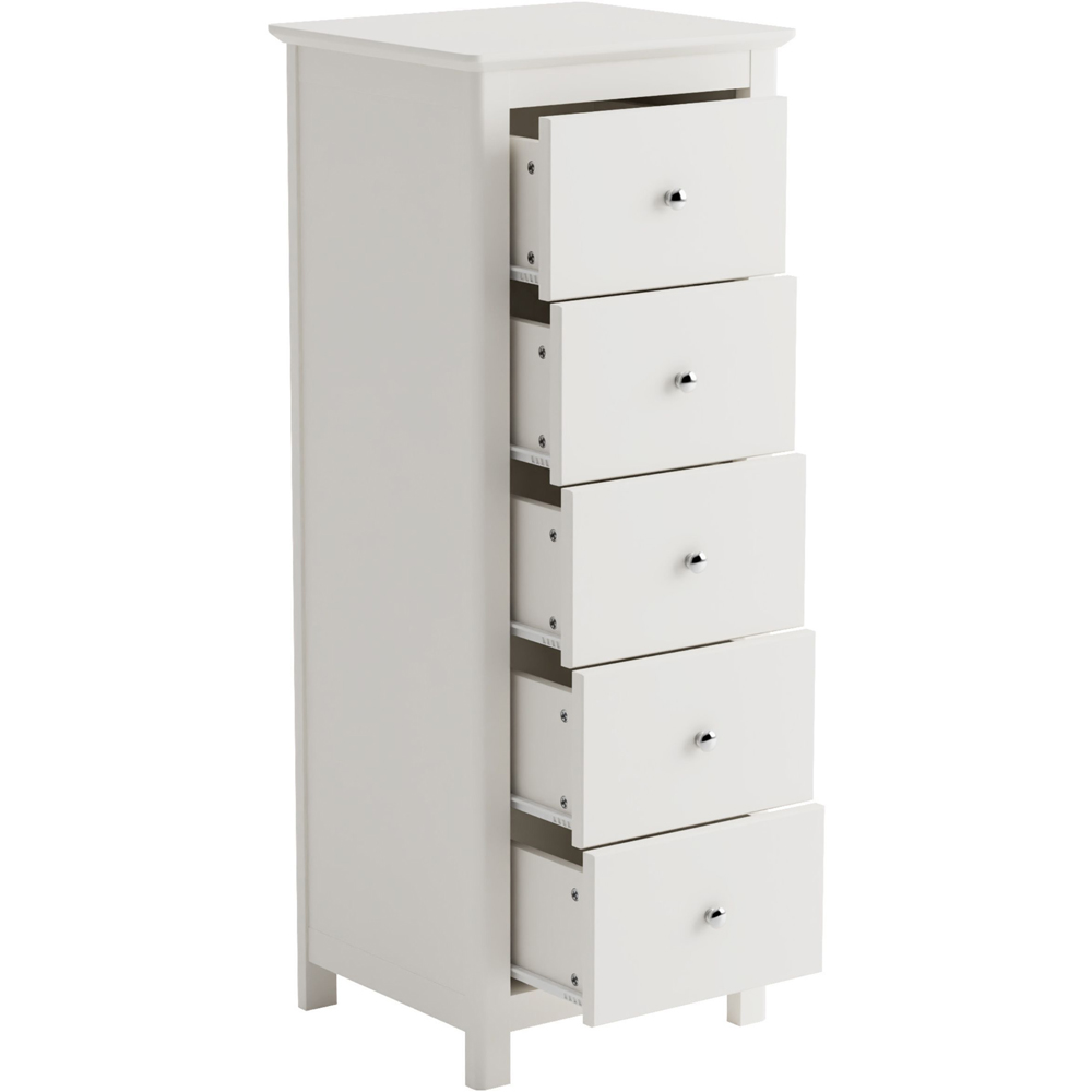 Core Products Nairn 5 Drawer White Narrow Chest of Drawers Image 3