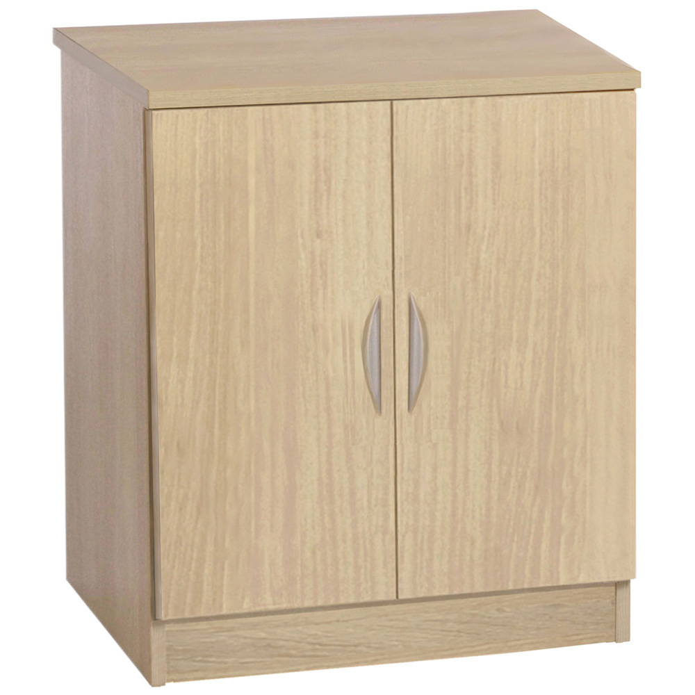 R White Cabinets 2 Door Brown Desk Height Cupboard Image 2