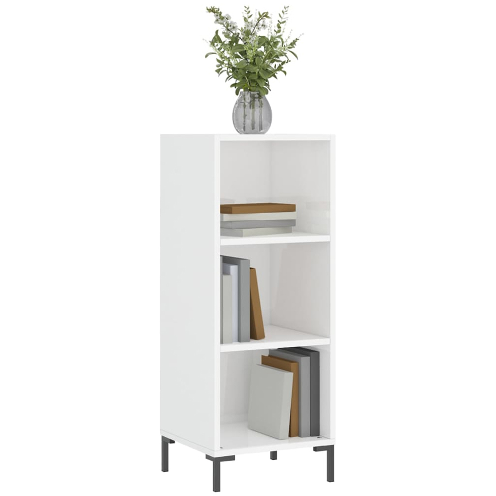 vidaXL 3 Shelf High Gloss White Narrow Sideboard Image 3
