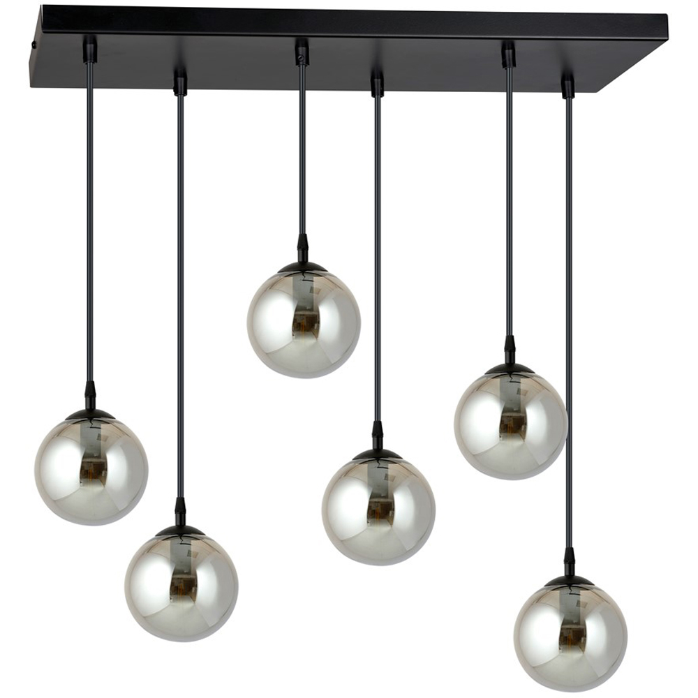 Emibig Cosmo 6 Light Graphite Shade Black E14 Ceiling Pendant Light Image 1