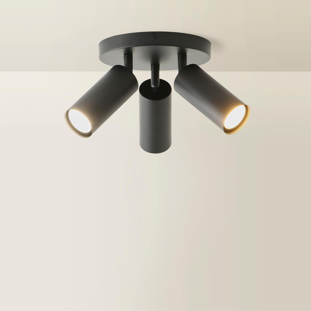 ValueLights Taylor Matte Black Tube 3 Way Adjustable Ceiling Spotlight with Bulbs Image 5