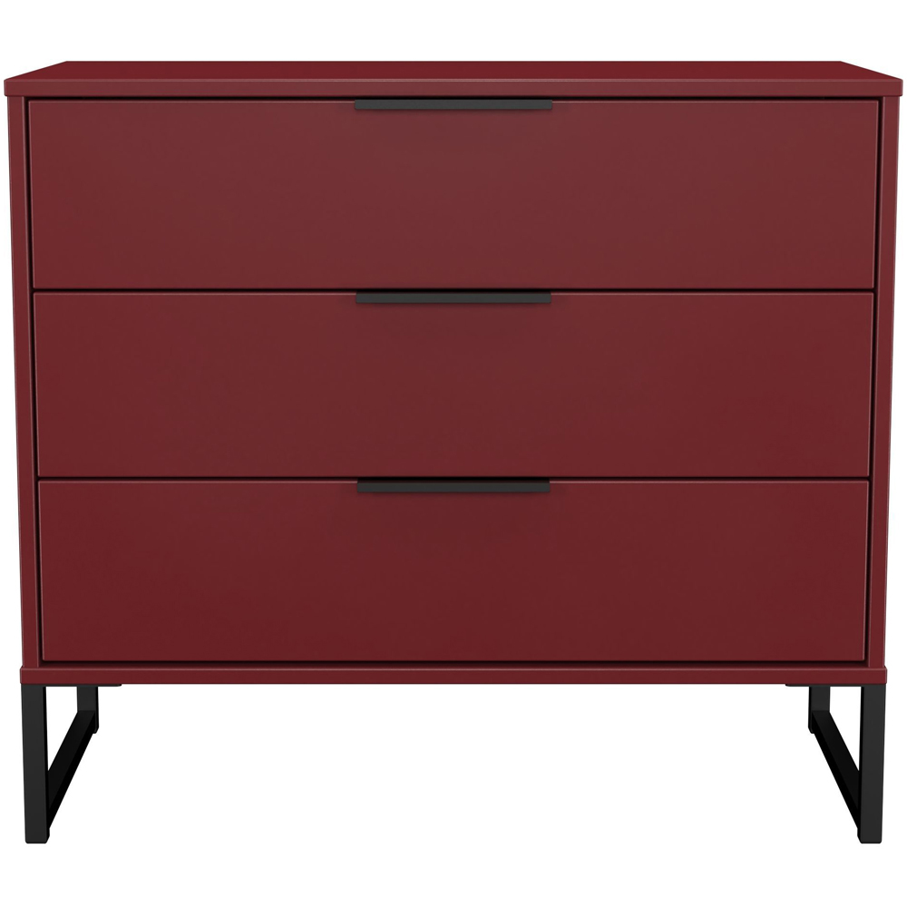 Crowndale Hong Kong 3 Drawer Red Matt Chest of Drawers Ready Assembled Image 3