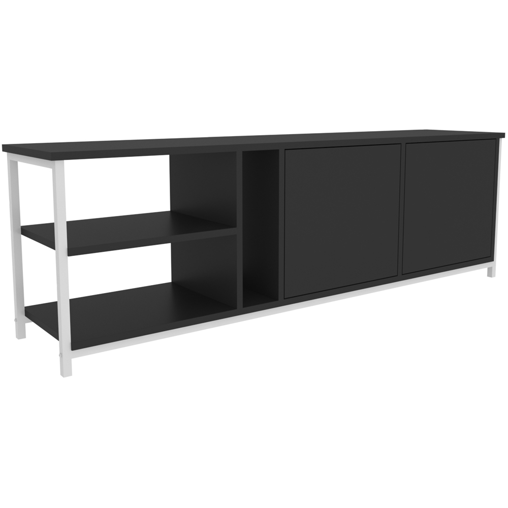 Decorotika Primrose 2 Door 3 Shelf White and Anthracite TV Stand for 72 inch TV Image 2