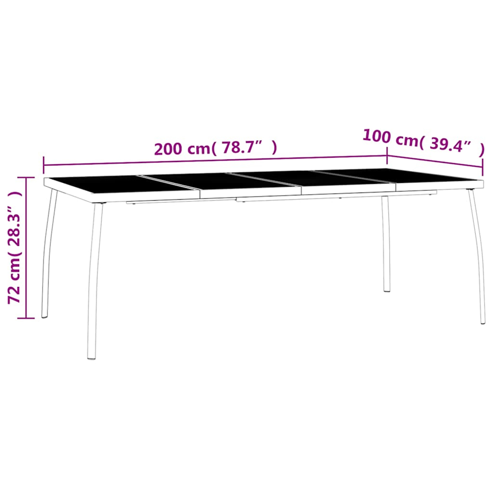 vidaXL 6 Seater Anthracite Steel Mesh Rectangular Garden Table Image 7