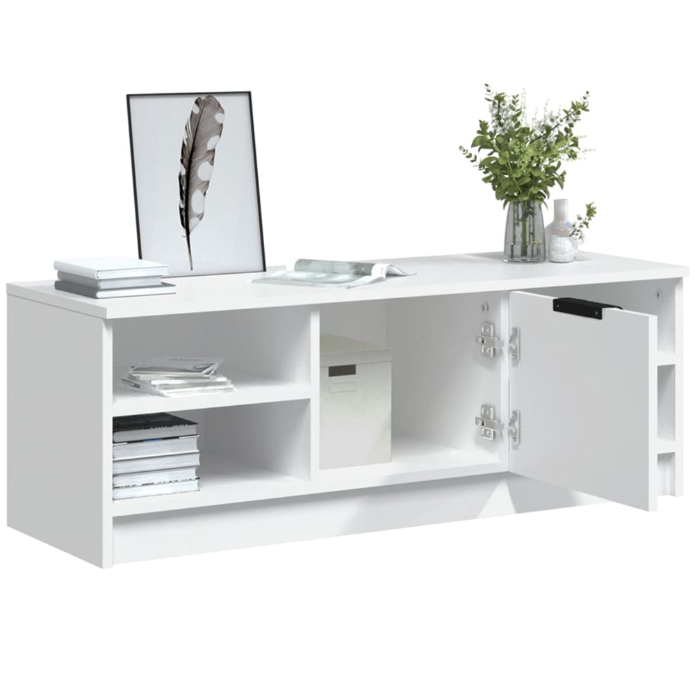 vidaXL Single Door 4 Shelf White TV Cabinet Image 3