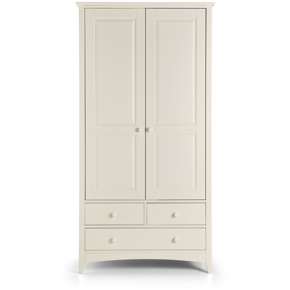 Julian Bowen Cameo 2 Door 3 Drawer Stone White Lacquered Wardrobe Image 3