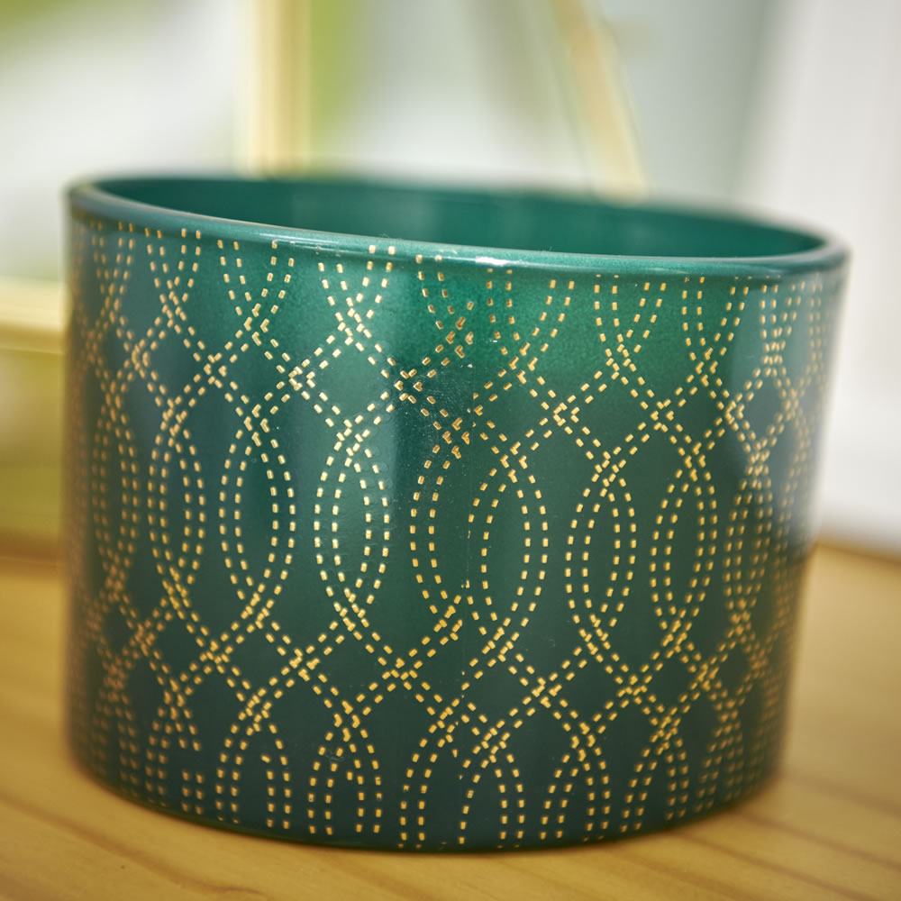 Wilko Large Green and Gold Candle Image 4