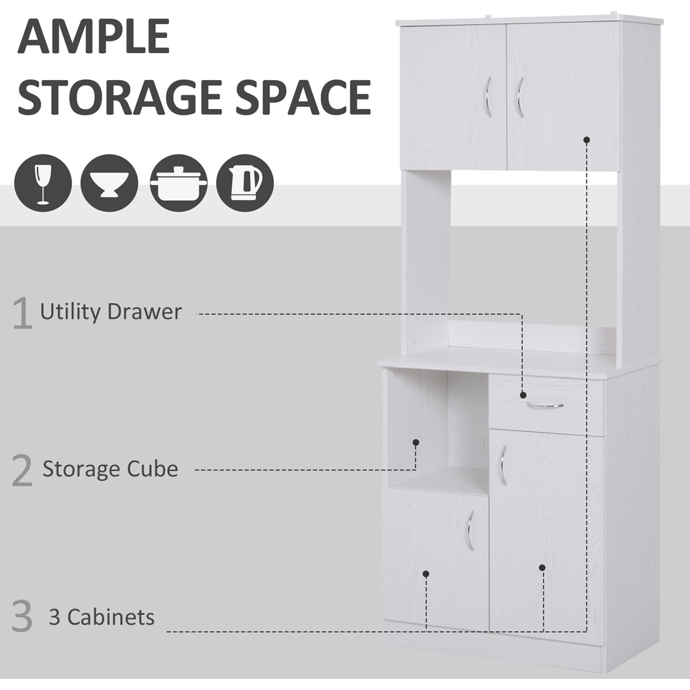 Portland 4 Door Single Drawer White Kitchen Storage Cabinet Image 5