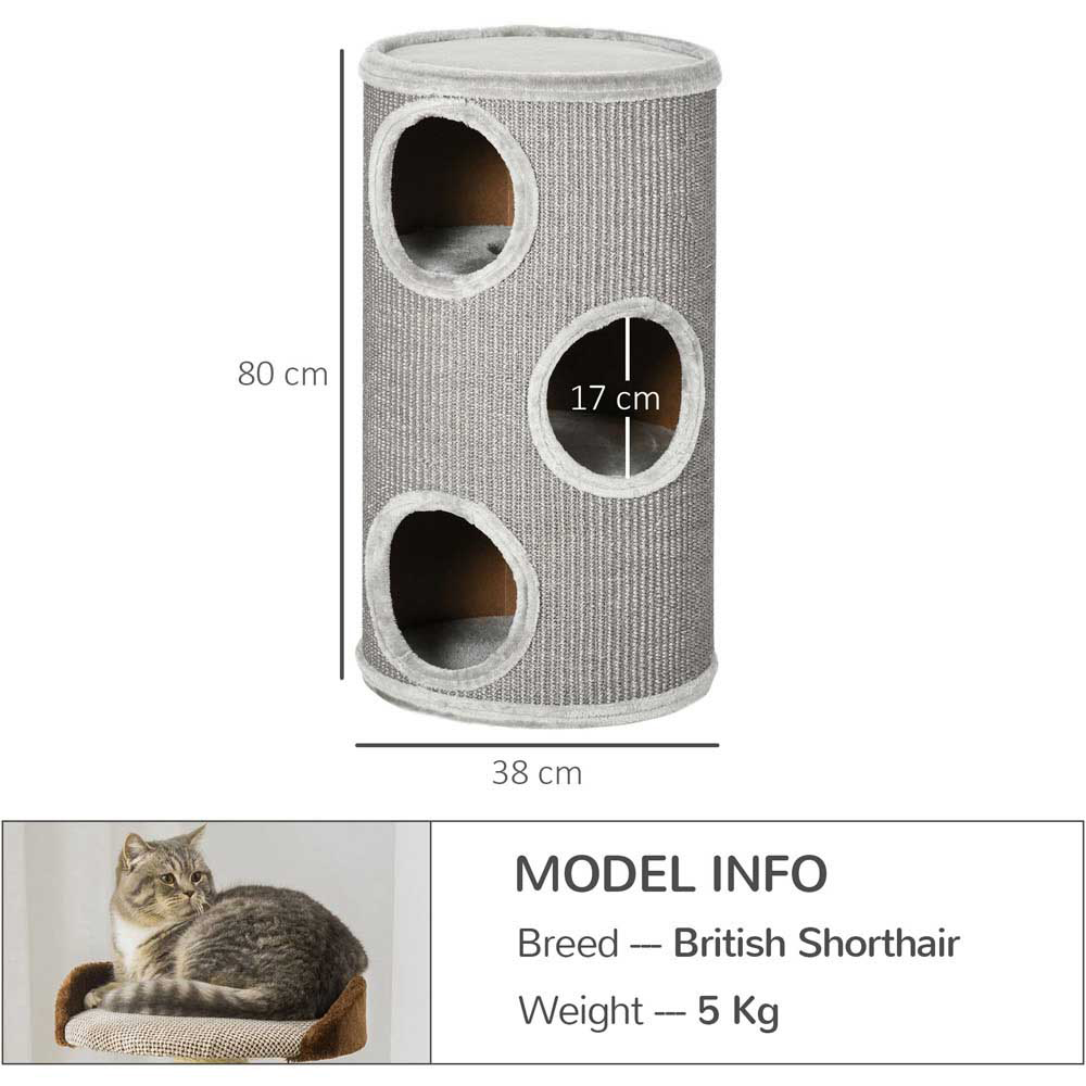 PawHut 70cm Light Grey Cat Scratching Barrel Image 5