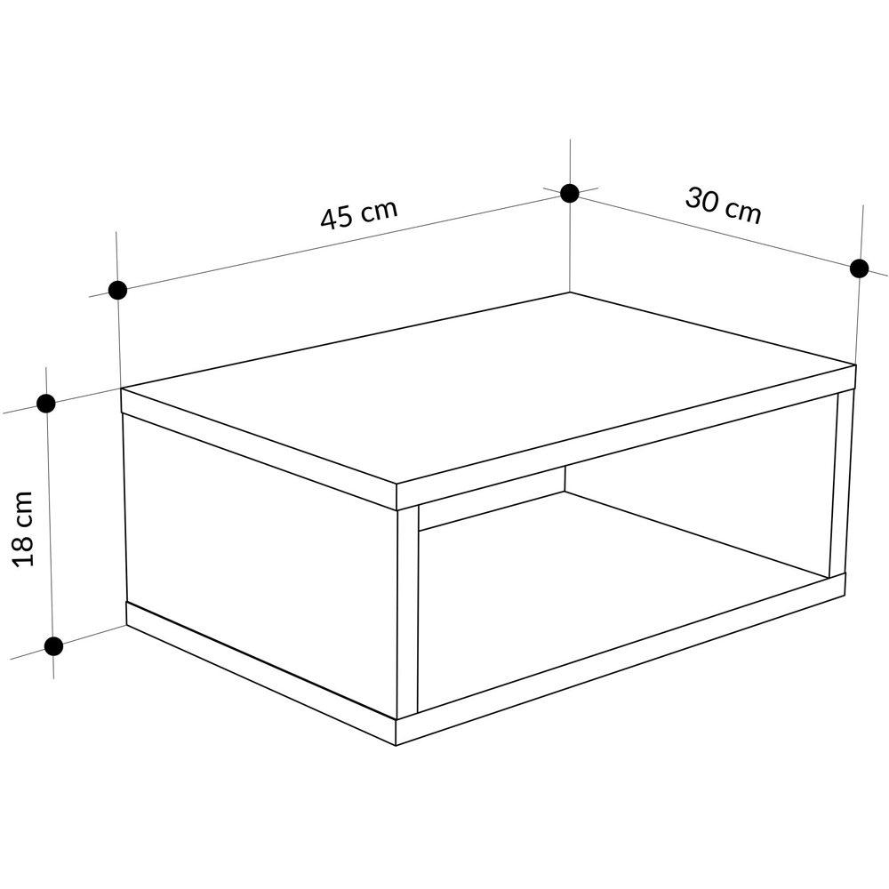 Decortie Brik Single Shelf White Wall Mounted Bedside Table with Night Light Image 7