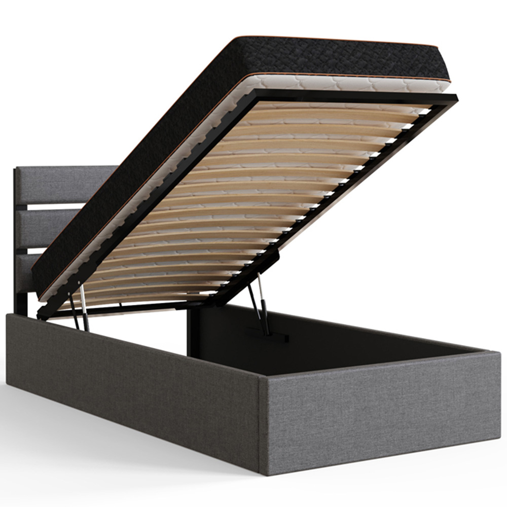 GFW Hudson Single Grey End Lift Ottoman Bed with SC Bonnell Mattress Image 4