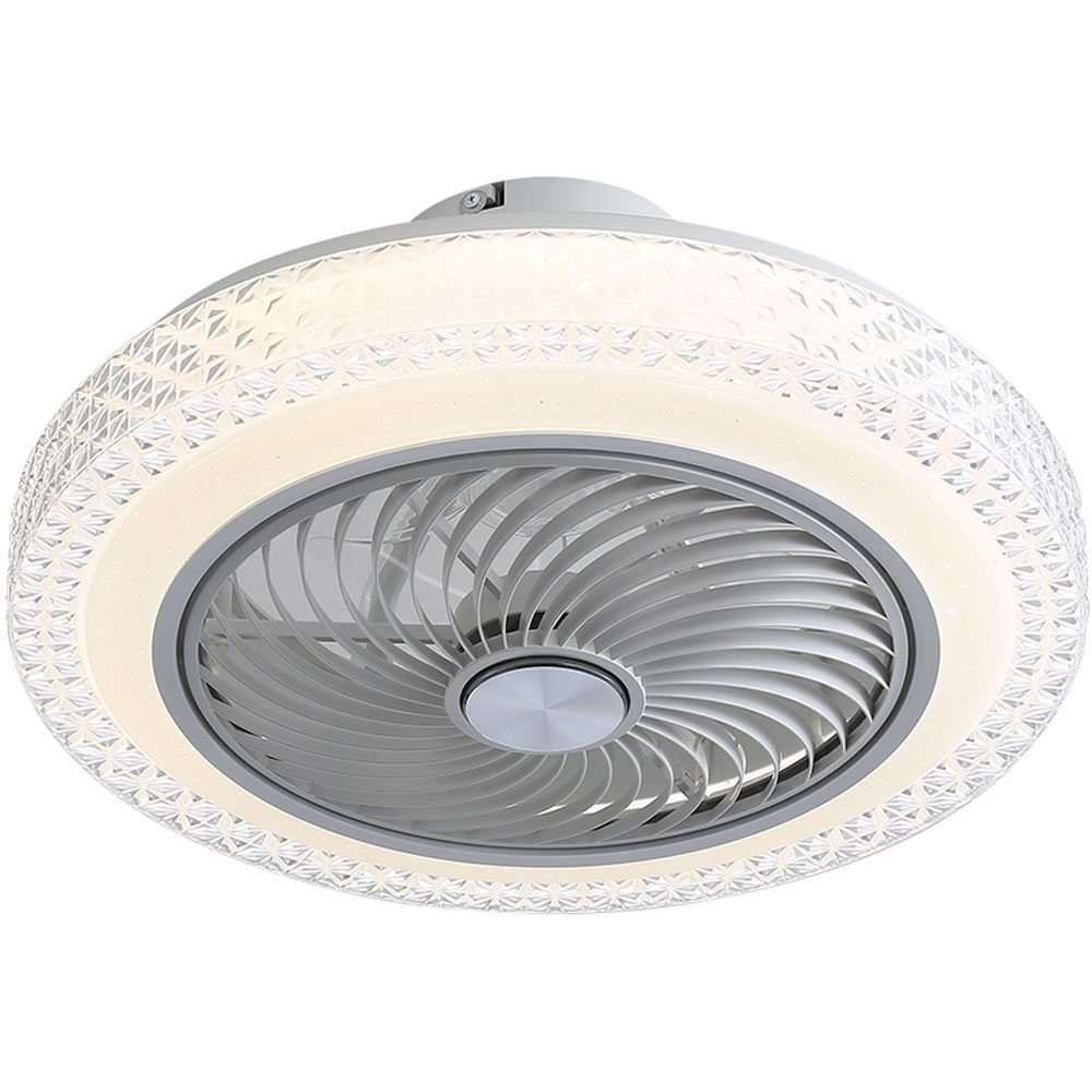 Living and Home White Round Acrylic LED Ceiling Fan Light 20 inch Image 1