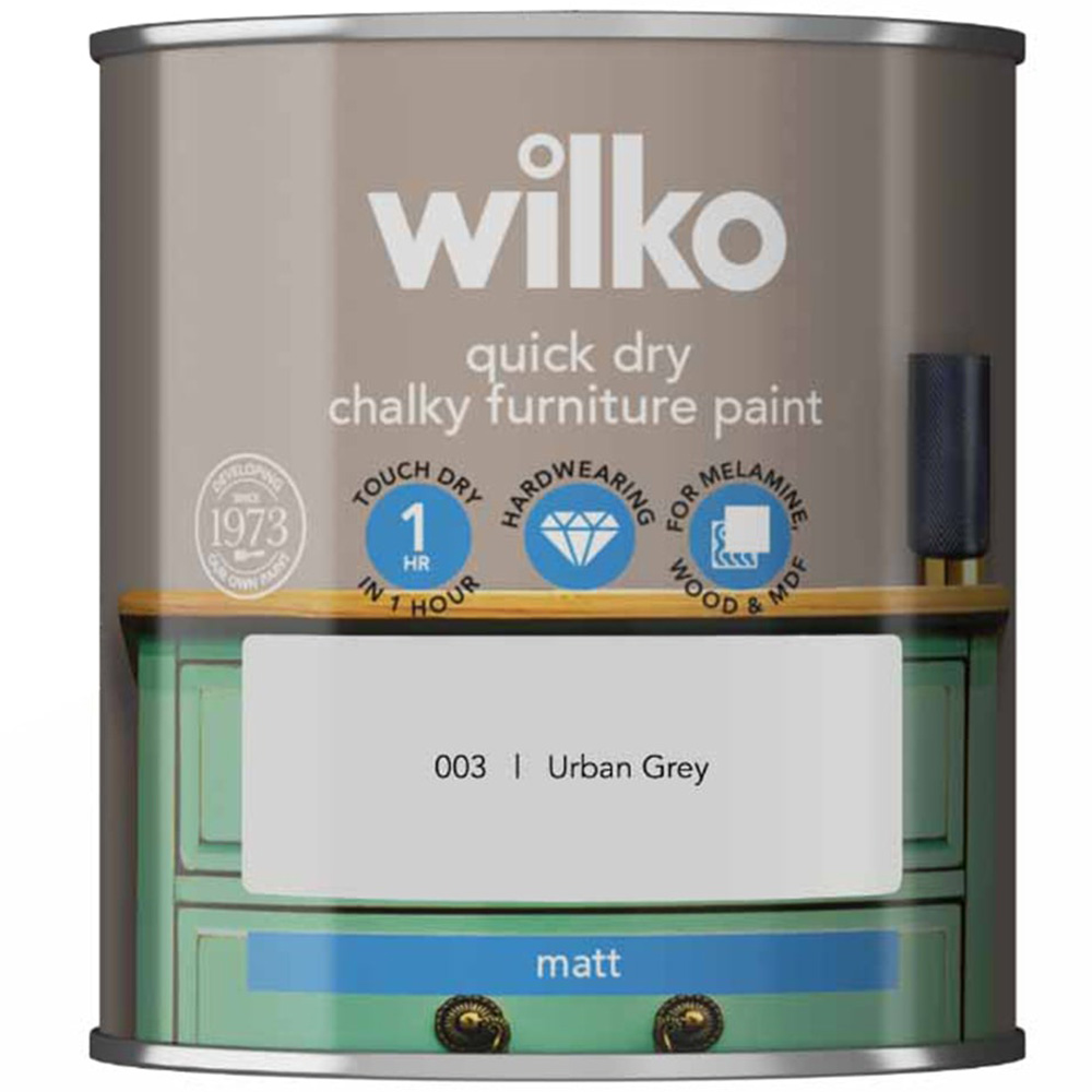 Wilko Quick Dry Urban Grey Furniture Paint 250ml Image 2