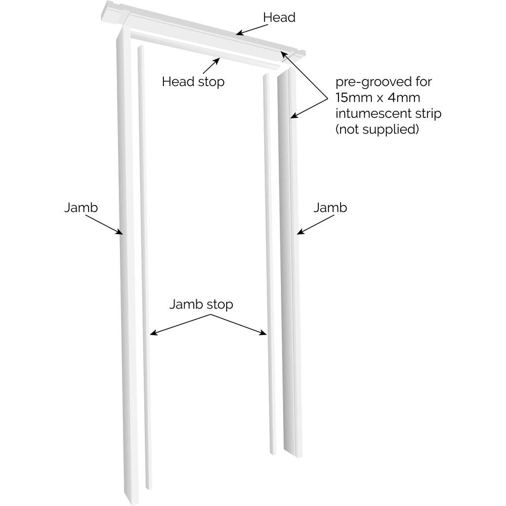 JB Kind Trenched Hardwood White Primed FD30 Fire Internal Door Lining Set 2070 x 133mm Image 4