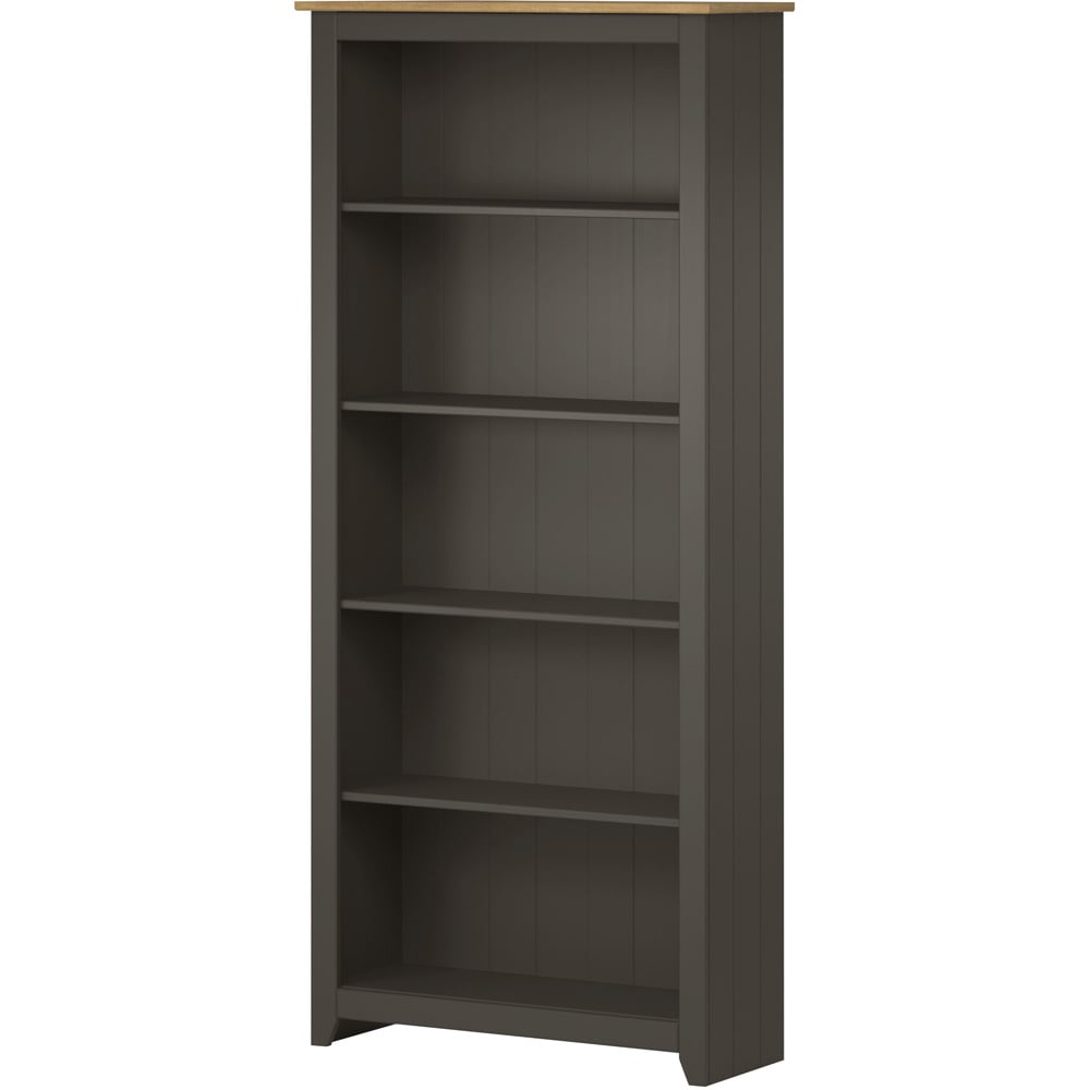 Capri 5 Shelf Carbon Grey Tall Bookcase Image 2