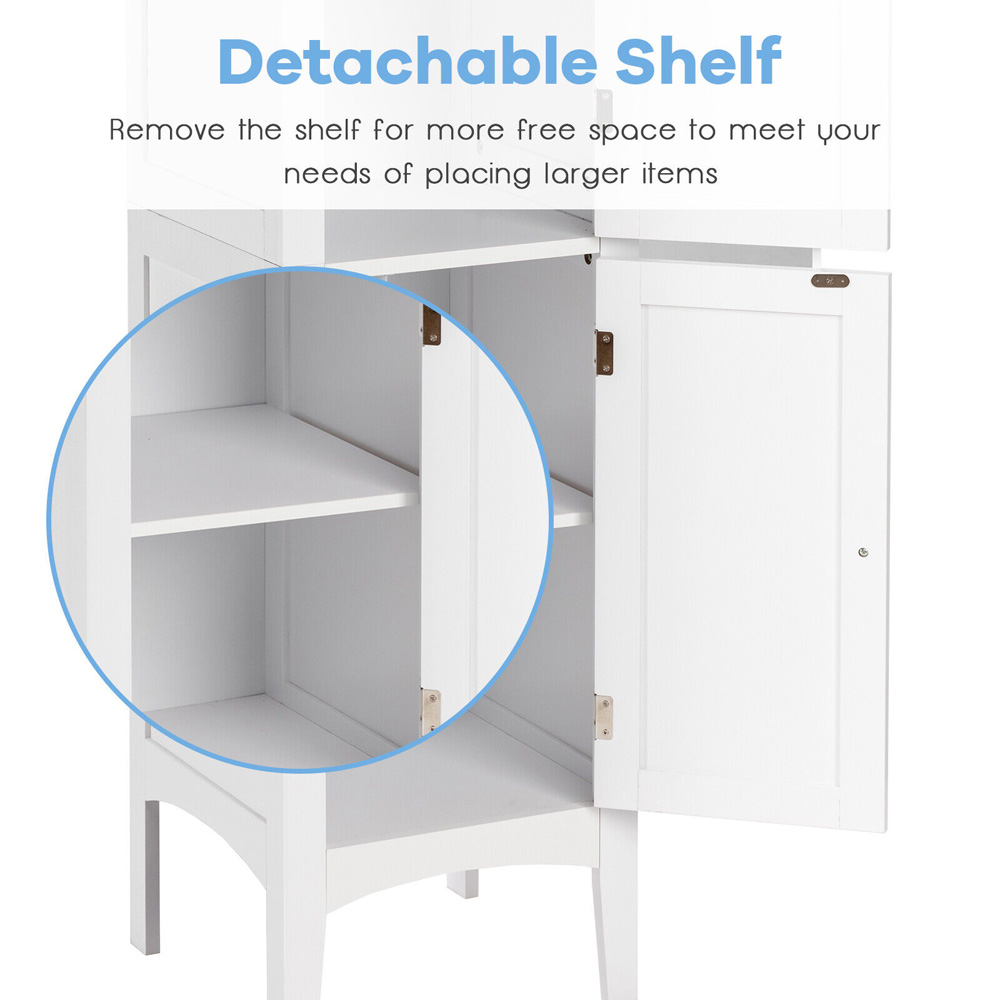 Costway 2 Door White Freestanding Bathroom Cabinet Image 6