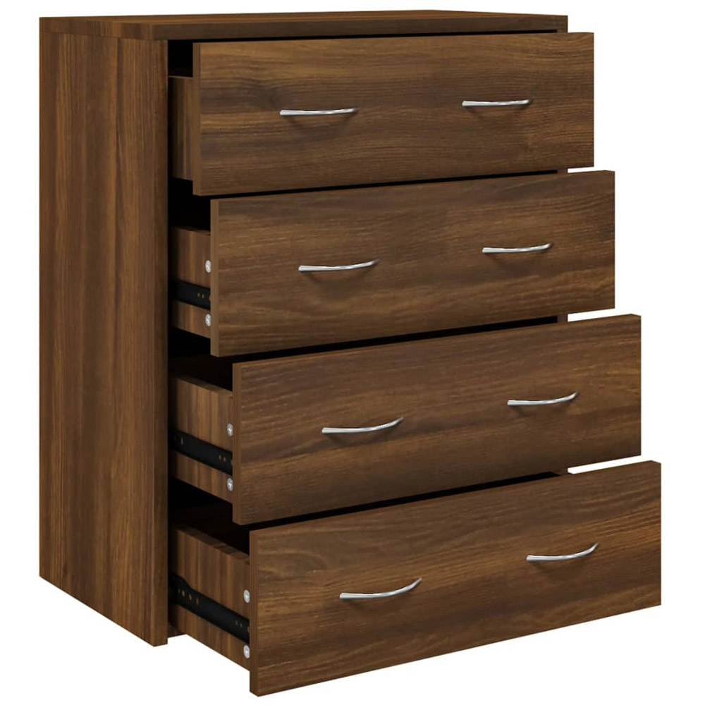 vidaXL 4 Drawer Brown Oak Sideboard Image 2