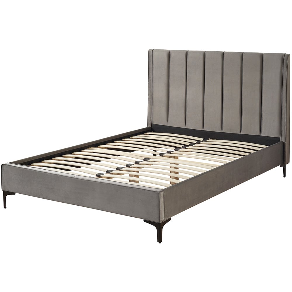 Aspire Furniture Phoebe King Size Grey Brushed Velvet Bed Frame Image 2