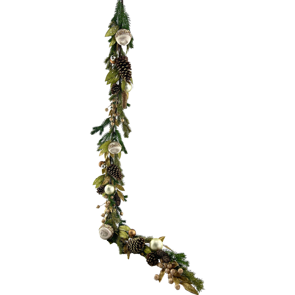 Festive Golden Bauble GarlandGreen Image 1