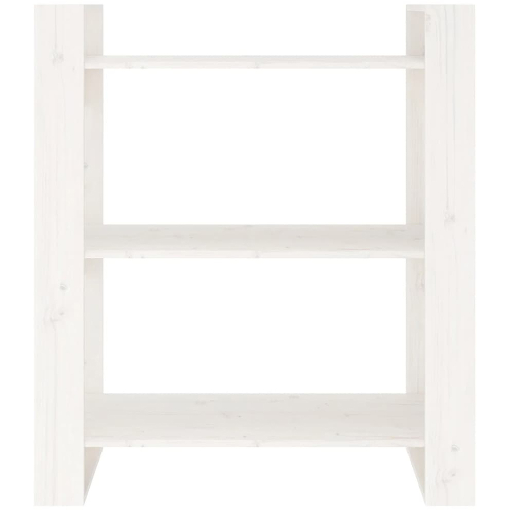 vidaXL 3 Shelf White Solid Pine Wood Bookcase Image 5