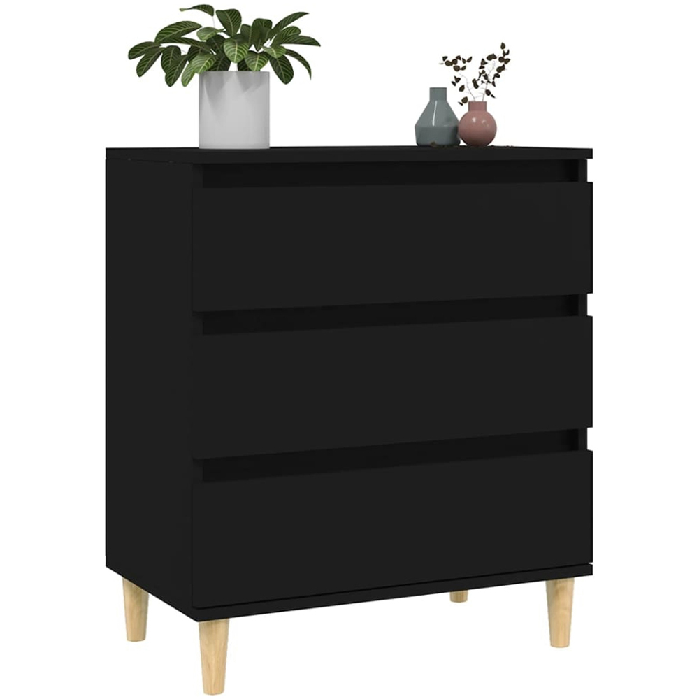 vidaXL 3 Drawer Black Sideboard Image 4
