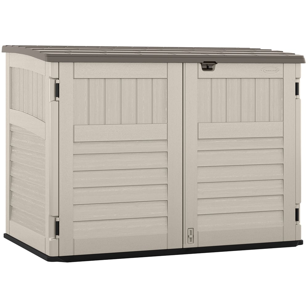 Suncast 4 x 3.2ft Vanilla Stow Away Wheelie Bin Shed Image 1