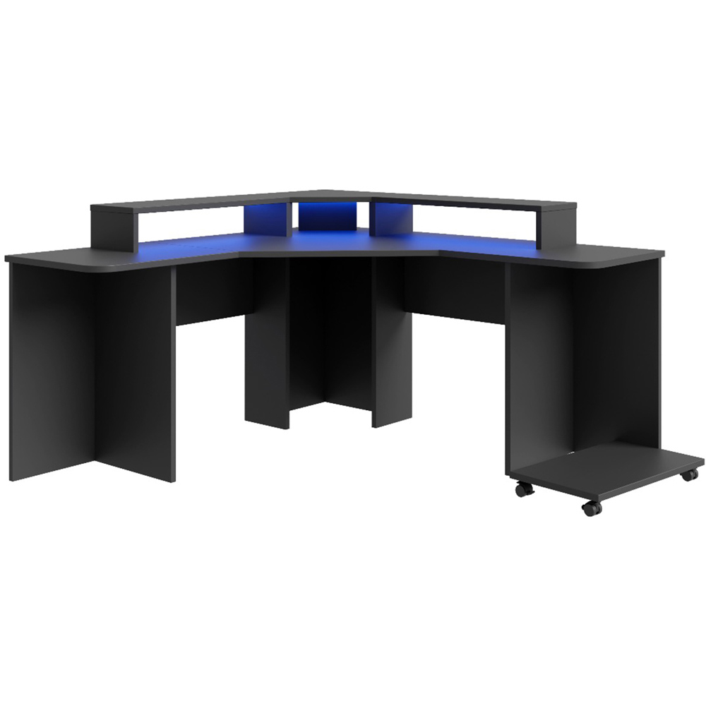 Recoil Quartz LED Corner Gaming Desk Black Image 2